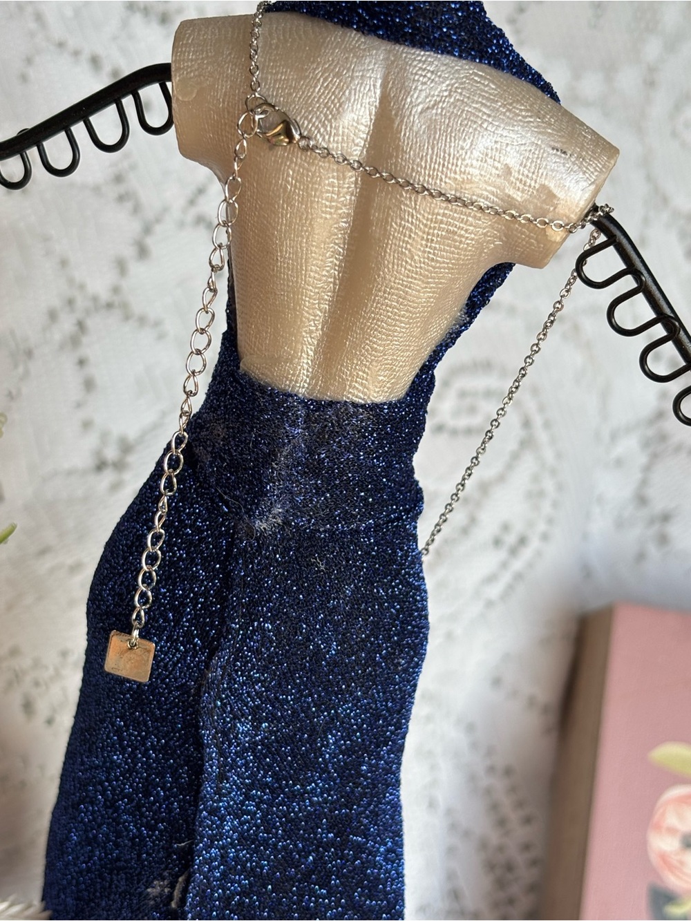 Park Lane Impression Silver Necklace with Deep Blue Crystal Pendant - Picture 4 of 10